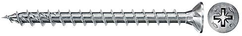 fischer Dresselhaus Power-Fast II 670196 - Tirafondos (300 unidades, 4,0 x 30 mm, cabeza avellanada con ranura en cruz, galvanizada), color azul
