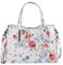 OBC Made IN Italy Damen Echt Leder Tasche Business Shopper Schultertasche Handtasche Ledertasche Umhängetasche Rindsleder Freizeittasche Weiß-Blumen