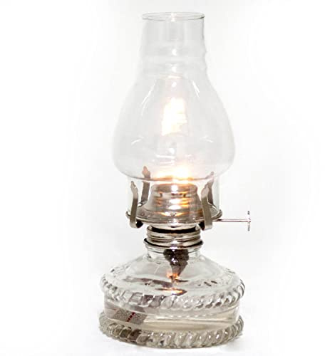 Lehman's Clear Glass Oil Lamp, with #2 Burner and 7/8 inch Wick for Accent Lighting or Centerpiece Table Decor