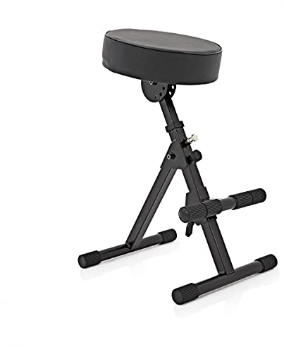 Gear4Music Musikerhocker höhen- und winkelverstellbar mit Fußstütze und gepolstertem Sitz