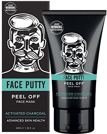 BARBER PRO FACE PUTTY Black Peel Off Mask with Activated Charcoal Detoxifying Unclog Pores Deep Cleansing & Brightening Mens Skincare Multi Award Winning Brand 40ml