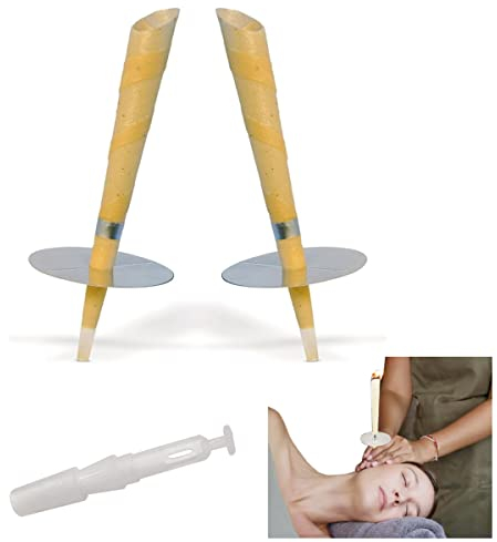 Setablu - Coni di Cera per Orecchie | Naturali con Cera d'Api e Cotone | Rimozione Cerume | Relax Corpo e Mente | Disco Protettivo e Stop Drop | 2 Pezzi