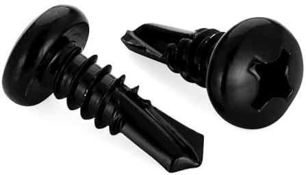 Mellewell #6 x 1/2 Pan Head Self Drilling Screws, Self Tapping Sheet Metal Screws, Black Finish 410 Stainless Steel, 100 PCS