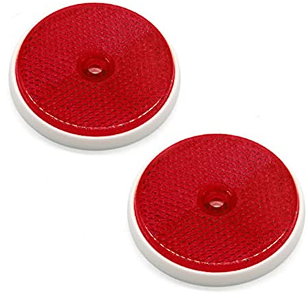 ETUKER 2 Pack Rear Reflector, Round Rear Reflectors Screw on Safety Reflective, Post Reflectors, Reflectors For Gate Posts for Caravan/Truck/Trailer/Boat/Motorcycle Fence Gate Posts(Red)