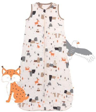 schlummersack Schlafsack Baby Sommer 90 cm dünn Bergtiere | Babyschlafsack Frühjahr Sommer 1.0 Tog 1 Tog Baby Schlafsack Sommer | Sommer Schlafsack Baby Baumwolle Frühjahr