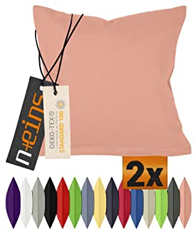 npluseins Doppelpack Baumwoll-Kissenbezüge - Moderne Wohndekoration in schlichtem Design 317.361, 30 x 50 cm, Altrosa