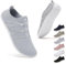 Geweo Laufschuhe Damen Herren Turnschuhe Straßenlaufschuhe Minimalistische Atmungsaktiv Bequeme Slip On Schuhe Sneakers Fitnessschuhe Joggingschuhe Freizeitschuhe Unisex Grau 45EU