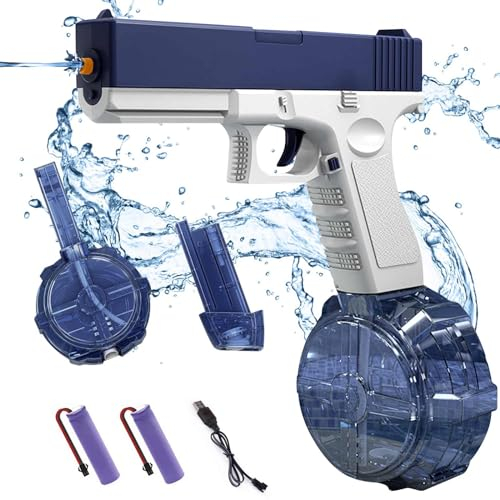 Elektrische Wasserpistole, 434+58cc Große Kapazität Automatische Wasserpistole, Automatik Wasser Spielzeug Pistolen für Kinder Erwachsene Sommer Schwimmbad Party Strand im Freien (Glock)