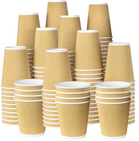 ECONX Tazze da caffè da asporto da 350 ml, in carta usa e getta, a tripla parete, isolate, marroni, per bevande calde e fredde, tazze di carta da asporto, per caffè, tè o liquidi caldi, 50 pezzi