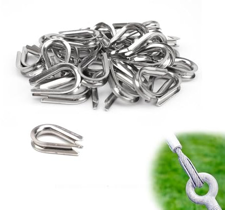 YFaith Cosses de Câble Métallique M4, 35 Pièces en Acier Inoxydable 304, Cosses de Gréement, Cosse Coeur pour Fil Métallique, Antenne, Corde à Linge