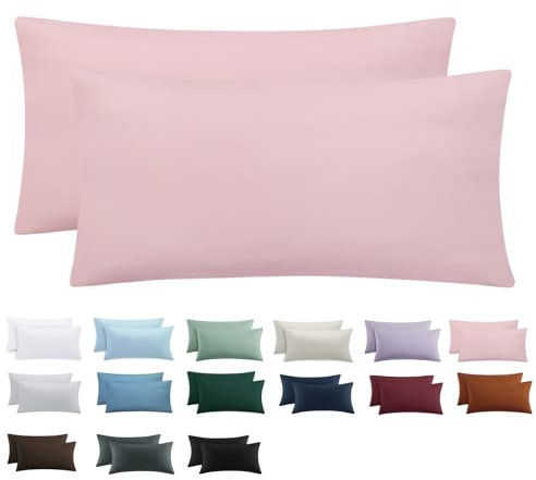 Tifschlaf Kissenbezug 40 x 80 2er Set - Kopfkissenbezug 40x80 Rosa mit Reißverschluss aus Mikrofaser Weich, 40x80cm Pillow Case