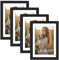 Anhow 4er Bilderrahmen 13x18 cm, PVC Fotorahmen Collage Set mit Passepartout für 10x15 cm Fotos Horizontal oder Vertikal für Wandbehänge/Tischdekoration - Schwarz