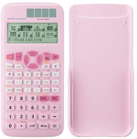 Scientific Calculators,Rudnia Pink Calculators with 4-line Display,10+2 Digits and 552 Function Calculator,School Supplies for Middle High School and College Students (Pink)
