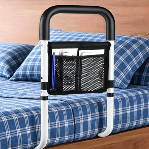 Yuehuamech Bed Assist Rails fo Elderly Adults Safety Bed Assist Rail with Storage Bag Fall Prevention Guard Assist Support Side Railings Handrail Bar for Seniors and Independent Living Pregnant