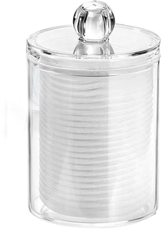 Syengery Dispensador Discos De Algodon, Organizador De Bolas De Algodón Y Bastoncillos Con Tapa, Recipiente De Almohadilla De Bola Transparente Para Sala De Estar, Dormitorio, Baño
