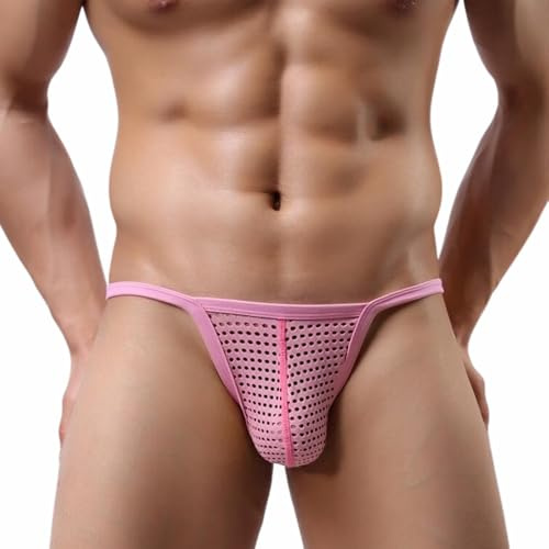 Gatamiau Men's Sexy Sheer Mesh Briefs See Through Underpants Thin Waistband Low Rise Thong Bulge Pouch Tanga Light G-Strings T-Back Bikini Lingerie for Men