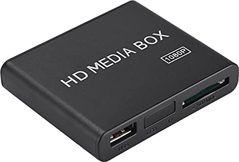 LUCKDANO Lecteur Multimédia HD Full HD 1080P, Mini Boîtier, Prend en Charge USB MMC RMVB MP3 AVI MKV avec Sortie AV pour Le Divertissement à Domicile (Prise UE)