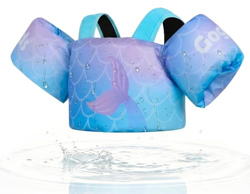 Gogokids Giubbotto di salvataggio per bambini – Comodo aiuto per il nuoto con bracciali per bambini da 1 a 6 anni, 24 – 66 lbs/11 – 30 kg, con fibbia di sicurezza e maniche