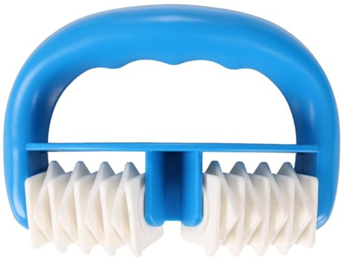 Baluue Outil de Massage Corporel Manuel à Double Rouleau en Plastique Bleu Masseur Relaxant Portable pour Soulager Douleurs Musculaires et Articulaires Accessoire Bien-Maison et Bureau