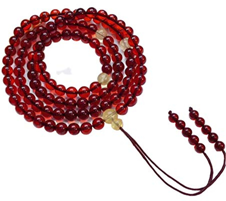 Pulsera de cuentas redondas de oración para hombre y mujer, piedra preciosa de ámbar rojo sangre Natural, Birmania 108, 6mm