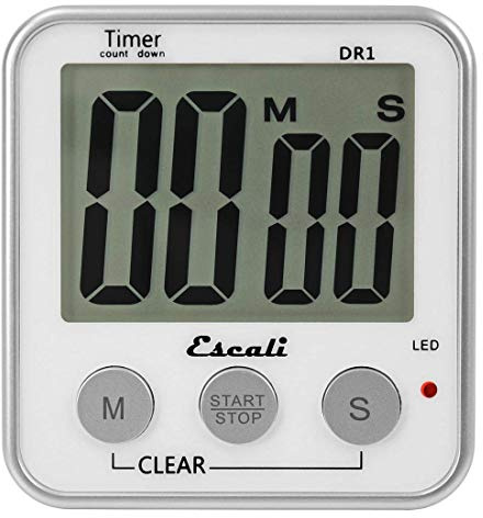 Escali Extra Large Display Digital Kitchen Timer with Clock Mode, Recall Timer Magnetic Back