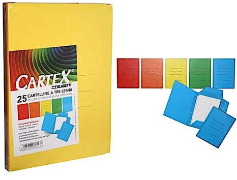 Blasetti Cartelline 3 Lembi in Cartoncino Resistente Certificato FSC - MIX COLORI - Raccoglitore Documenti Per Ufficio, Formato 25x35 cm, Confezione 25 Pezzi, Carta 200gr