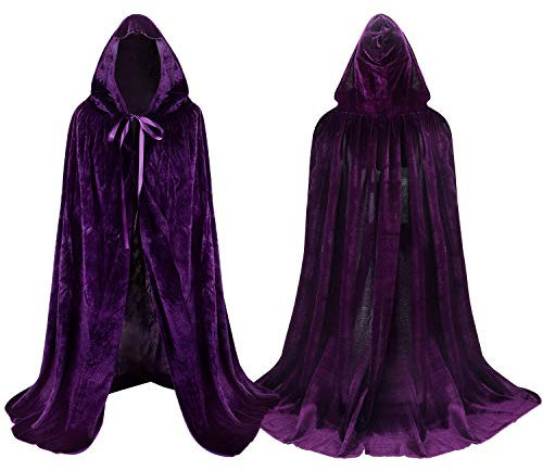 Proumhang Cape à capuchon Velours Enfant Vampire Magicien Déguisement Costume Halloween Noël Easter Carnaval Violet XL