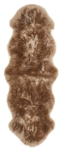-LUXOR- living Schaffell echt – weiches Lammfell für Stuhl, Sofa & Kinderwagen oder Fellteppich für Wohn- und Schlafzimmer, Flor 50 mm, 60 x 160 cm, Taupe