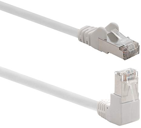 1aTTack.de 366126 Cat.6 Netzwerkkabel Winkel 90 Grad 0,25m - weiß - 1 Stück - Cat6 Patchkabel (SFTP PIMF) 1000Mbit/s Rj 45 Stecker - 1 x 0,25m Meter weiß