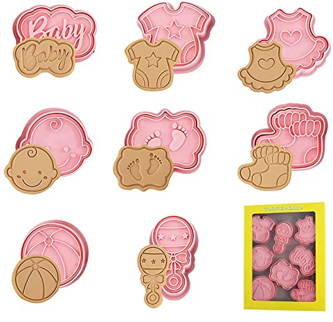Baby Shower Cookie Cutter, 8 Pezzi Formine Biscotti Bambini, stampi biscotti bambini, Stampo per Biscotti Cartoon, Tagliabiscotti per Bambini, Cookie Mold Plastica per bambini per Dolci, Pasticceria