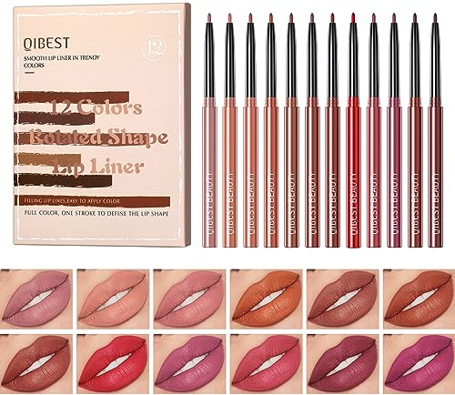 Pakivs 12 colori opaco lip liner pen set, matita per labbra resistente allo sbiadimento di lunga durata, penna rossetto in velluto nudo impermeabile