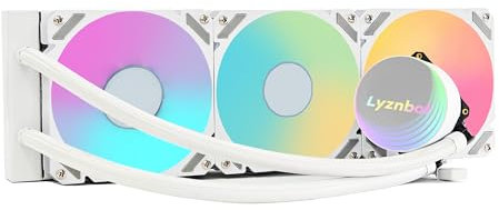 AIO Cooler 360mm, Liquid Cooler CPU con ARGB, PWM 1800, Quiet Water Cooler CPU, sistemi di raffreddamento ad acqua per LGA 1700/1200/115X, AM5/AM4/AM3, base in rame, bianco