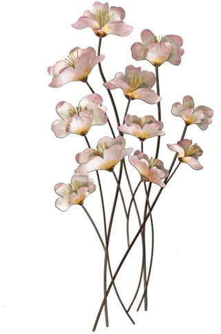 formano vägggren 3D blomma 90 cm – handmålad metall väggbild väggdekoration pärlemorfärgad blommor dekoration för vardagsrum sovrum hall vägghängande för att hänga vägg blomma