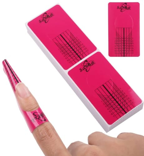 100 Pcs Nail Forms Self Adhesive Pink Nail Form Stickers Used For Acrylic UV Polygel Builder Gel Nail Extension Forms Nail Tip Sculpting Guides - Professional Salon & Home Use
