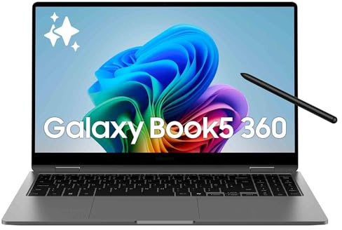 Samsung Galaxy Book5 360 15.6, Copilot+PC, Ordinateur Portable avec IA, Processeur Intel Core Ultra 7, Mémoire 16Go RAM, Stockage 512Go, Clavier AZERTY FR, Anthracite