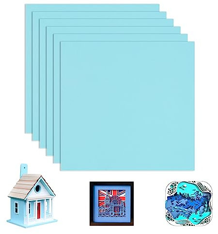 Uadme MDF Tablero Madera, Tablero MDF 3mm, 6 Piezas Hoja de Madera 30x30 cm, Fibra de Madera, Hoja de MDF para Grabado Láser, Pintura y Decoración (Azul)