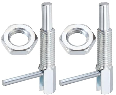 PATIKIL Retractable Indexing Plunger Pin, 2 Pcs M12x1.75 Carbon Steel Spring Safety Pin Spring Loaded Latch Telescopic Locking Pin with L-Handle for Industrial Equipment