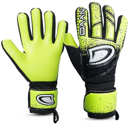 REBX Kids Soccer Goalkeeper Gloves with Finger Save – Strong Latex Grip, Padded Fingers & Palms, Breathable, Adjustable Wrist, Durable & Comfortable (Yellow, Size 5 Suitable for 8 to 11 Years Old)