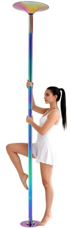 Barre de danse colorée et barre de poledance – Rotation à 360 ° réglable en hauteur de 88 à 108 pouces, capacité de charge de 441 kg, statique ou rotative, pas de perçage nécessaire