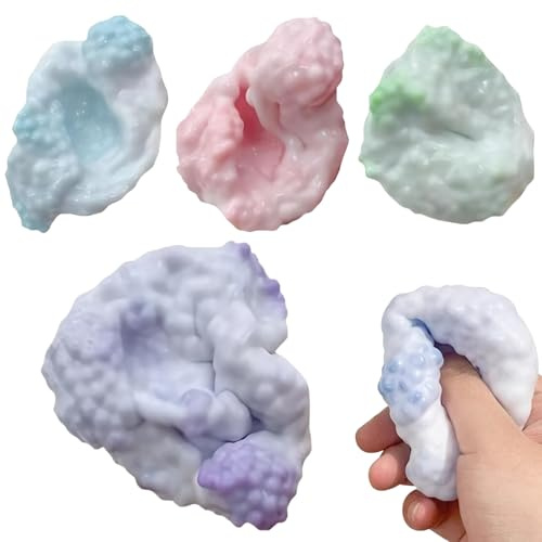 Palline antistress, 4 pezzi Palla antistress modellabile sottovuoto, Palla morbida e flessibile, Giocattoli da spremere in rilievo per adulti, bambini, Aspirapolvere, Uva