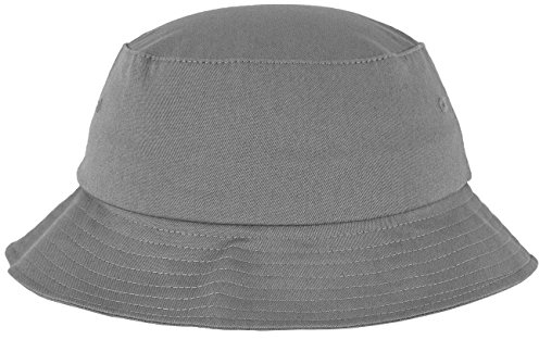Flexfit Cotton Twill Bucket Hat - Unisex Anglerhut für Damen und Herren, einfarbig, mit patentiertem Flexfit Band, Farbe Grau, one size