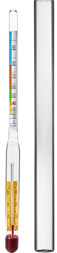 Browin 405554 Alkoholmeter mit Thermometer, Anzeige des Alkoholgehalts von 0 bis 95%, für Reine Alkohole, Reagenzglas, Normal