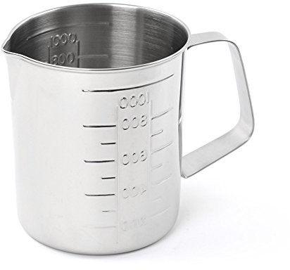 Teqler Jarra medidora de acero inoxidable 1 litro , ⌀ 10,5 cm x 13 cm de altura