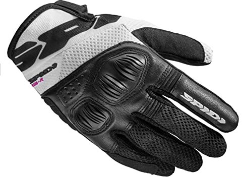 SPIDI, Flash-R Evo Lady, Guanti Moto per Donna, Protettivi e Resistenti, Guanti Moto Estivi Impermeabili e Antiscivolo, con Touchscreen Capacitivo, Peso Medio 0, 1 kg, Colore Nero e Bianco, Taglia S