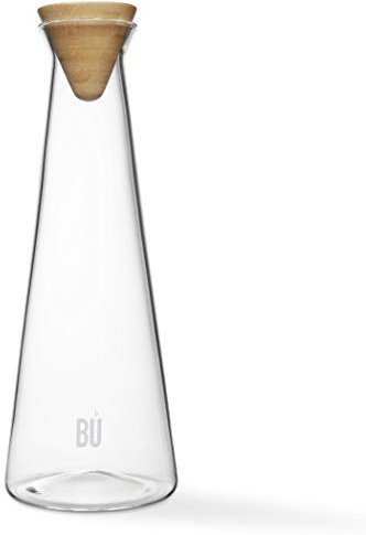 Cruche à eau ou carafe à décanter minimaliste avec couvercle en bambou naturel (Carafe de 1,2 L)