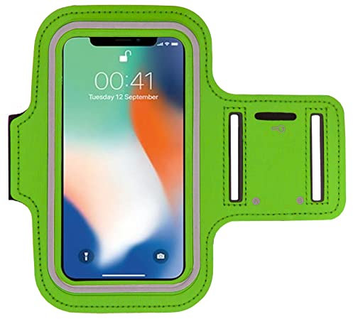 Gadget Giant Brazalete para correr para Apple iPhone 13 mini teléfono a prueba de sudor deportes ejercicio gimnasio correa totalmente ajustable con bolsillo para llaves y ranura para auriculares para