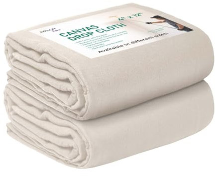 Panno di tela da 10,2 x 3,5 m, confezione da 2 – Panno inodore per pittura tela di cotone per la protezione di pavimenti e mobili, tela multiuso Avalon Home