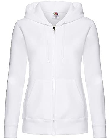 Fruit of the Loom 62118 Ladies Premium Hooded Sweat Jacket - White - M