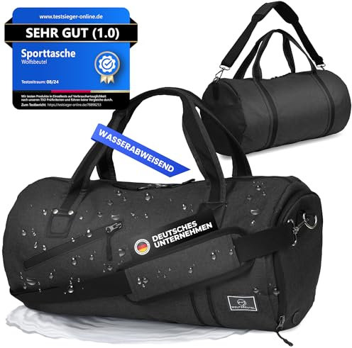 𝗪𝗢𝗟𝗙𝗦𝗕𝗘𝗨𝗧𝗘𝗟® 30L Sporttasche & Reisetasche für Damen & Herren mit Schuhfach & Nassfach | Wasserdicht/Wasserabweisend | Schultergurt Weekender Badetasche Schwimmtasche Gym Bag Duffle Bag
