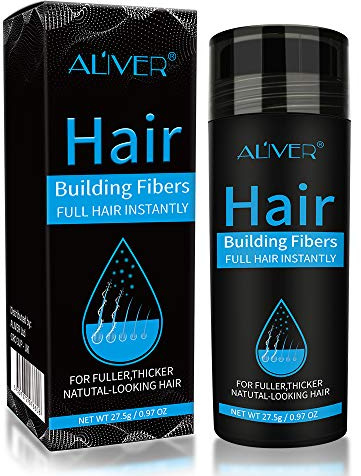 Fibras Capilares negro 27.5 g para pérdida de cabello Spray en polvo Fibras capilares para adelgazamiento del cabello, cabello más grueso y más lleno en 15 segundos